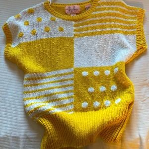 Yellow Knit Sweater Vest Patterned